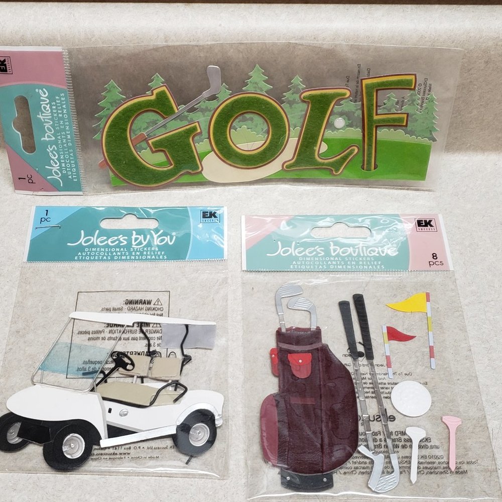 3 new packs scrapbooking craft Golf themed Stickers Jolees